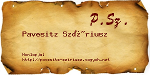 Pavesitz Szíriusz névjegykártya